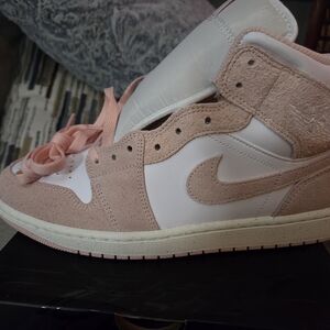 Nike Mens Pink and White Suede Jordans